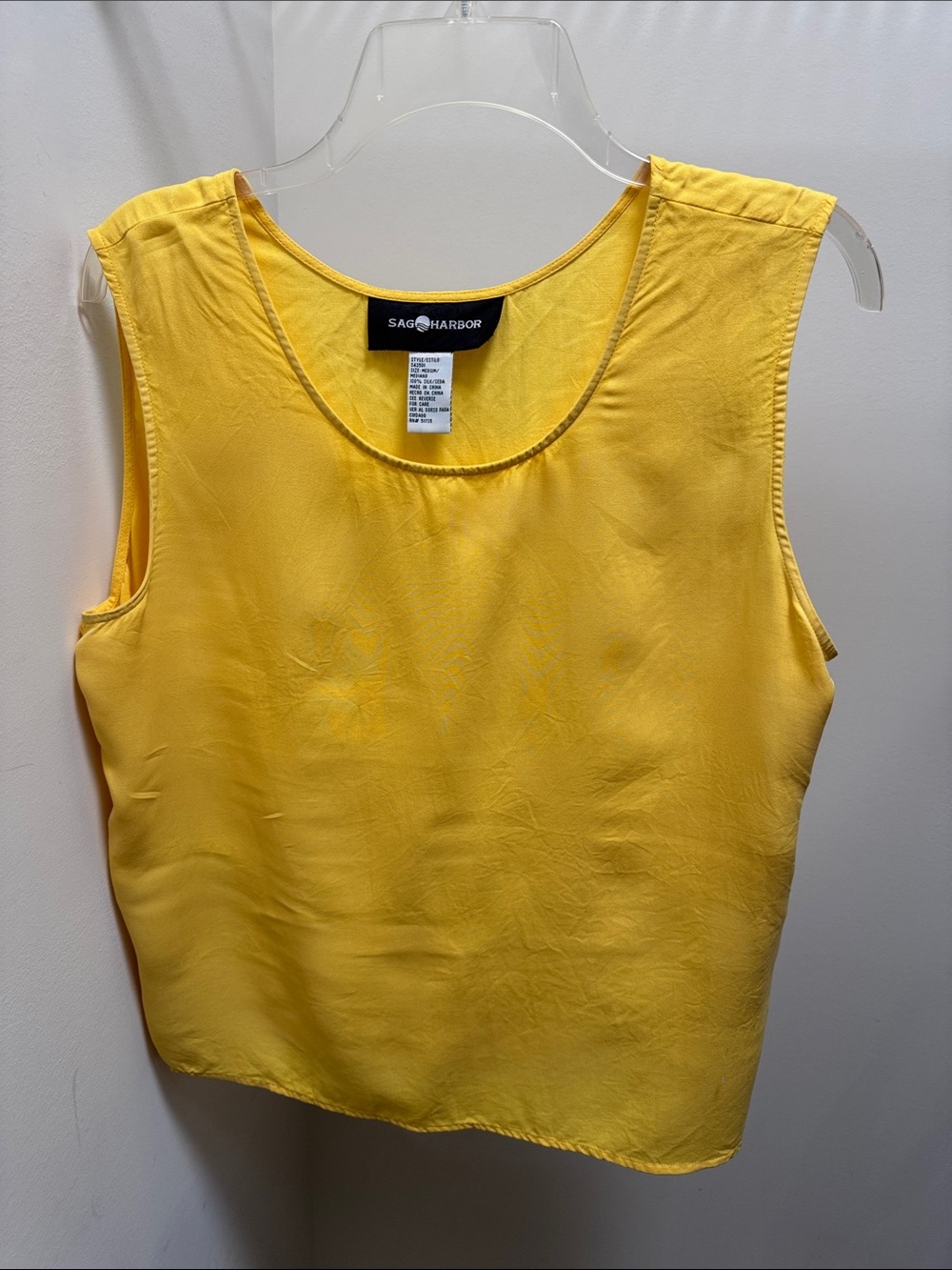 Sag Harbor Silk Yellow Scoop Neck Tank